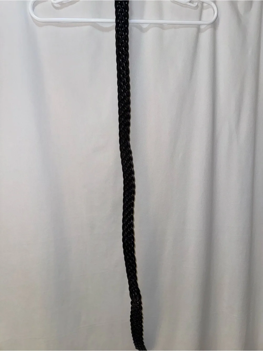 Lands' End Black Braided Leather Belt with Brass Buckle